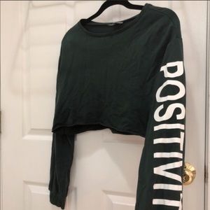 Green positivity Crop Top